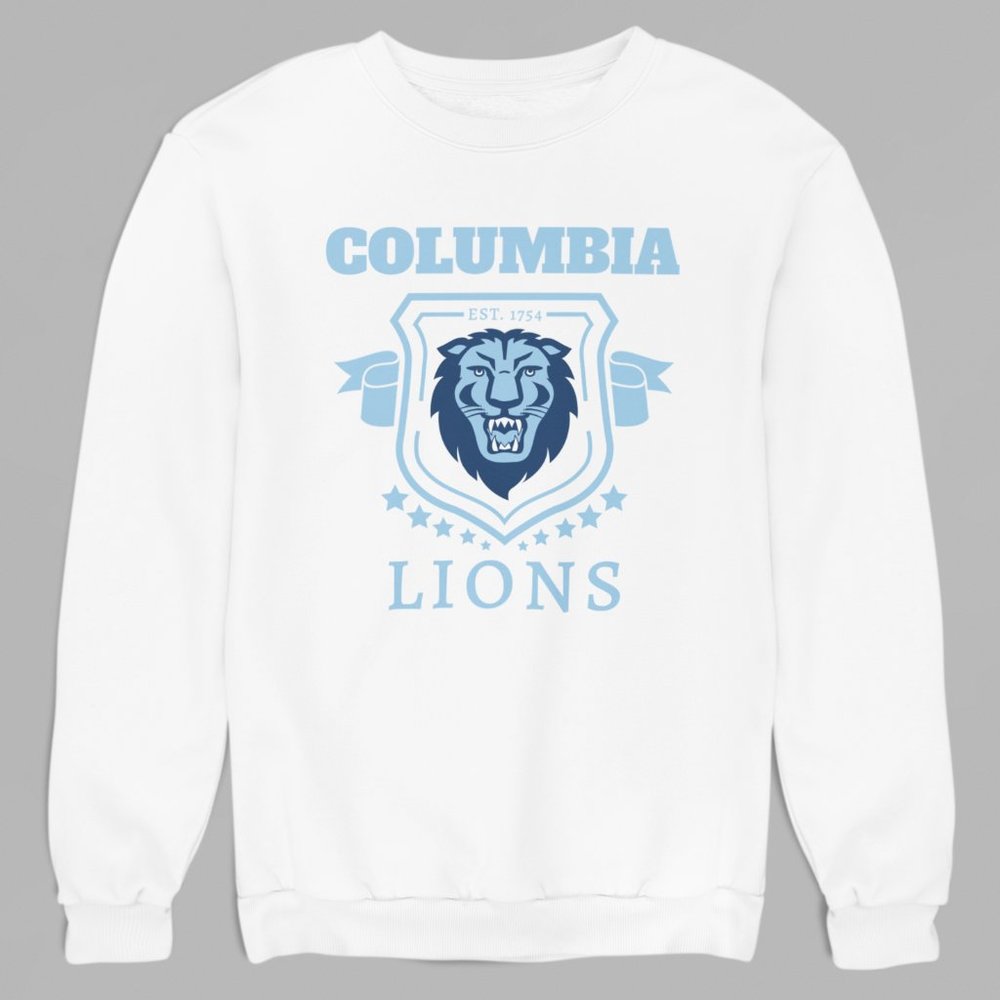 NWT Columbia University Lions Established 1754 Shield Banner Sweatshirt WHITE